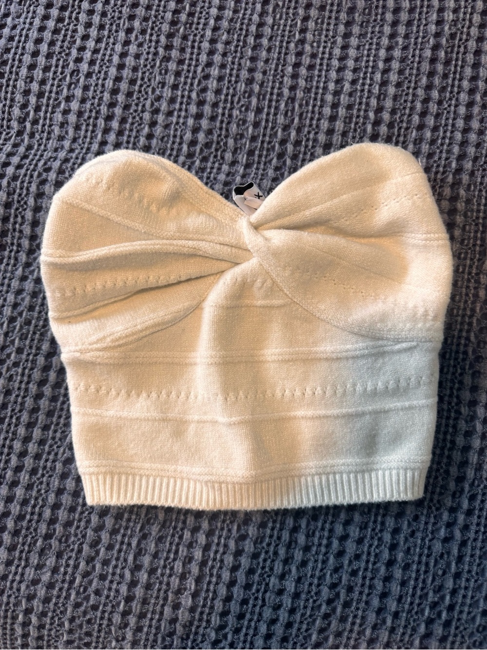 Princess Polly Cream Knit Twist-Front Bandeau Top